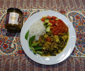 Indonesian Turmeric Chicken and Veggie Curry plating