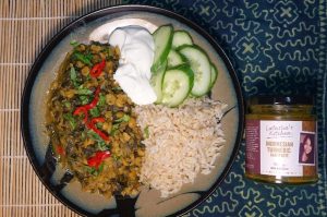 One Pot Split Pea Spinach Curry plating