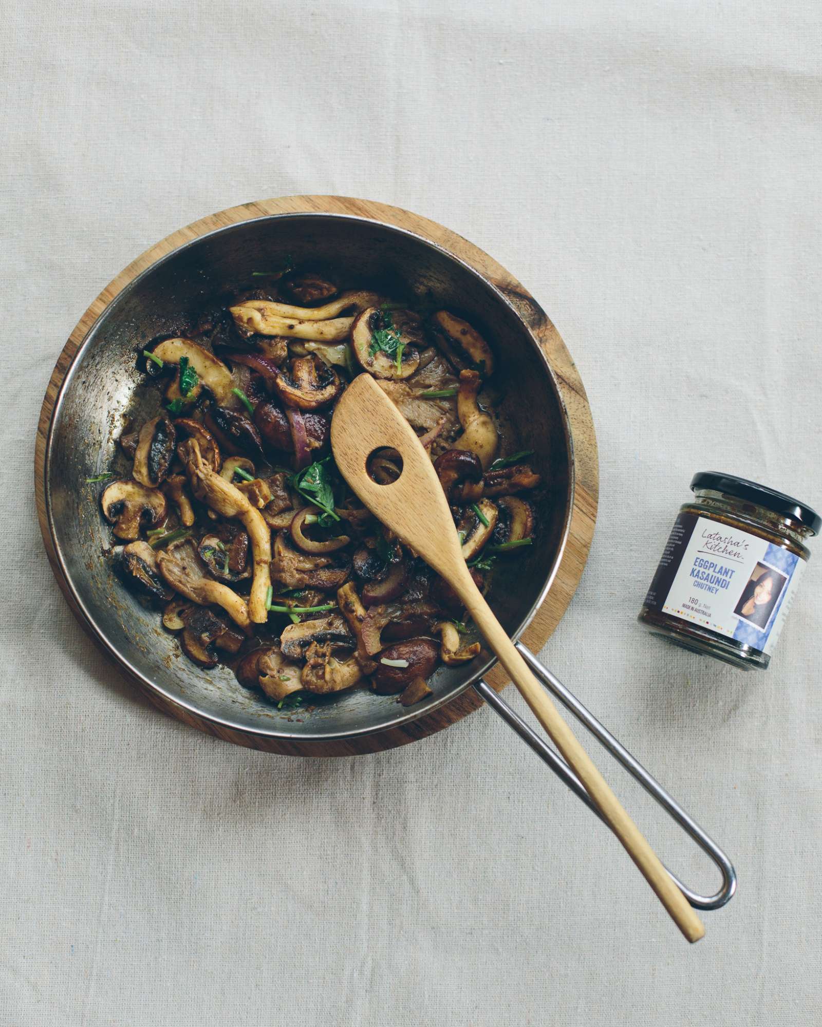 Mushrooms with Eggplant Kasaundi Chutney • Latasha's Kitchen