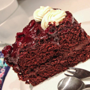 Cherry Chocolate Black Forest Cake made with Latasha's Kitchen Cherry Chocolate Dessert Sauce