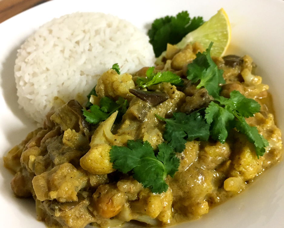 Cauliflower Eggplant Chickpea Curry